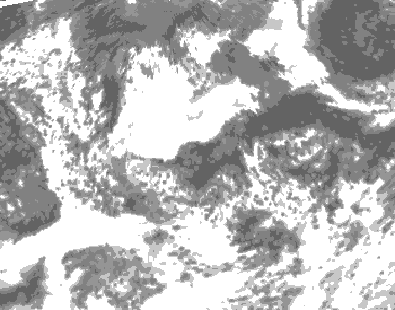 GDPS total cloud 120 hour forecast chart for Canada based on 2026/08/07 0000Z data