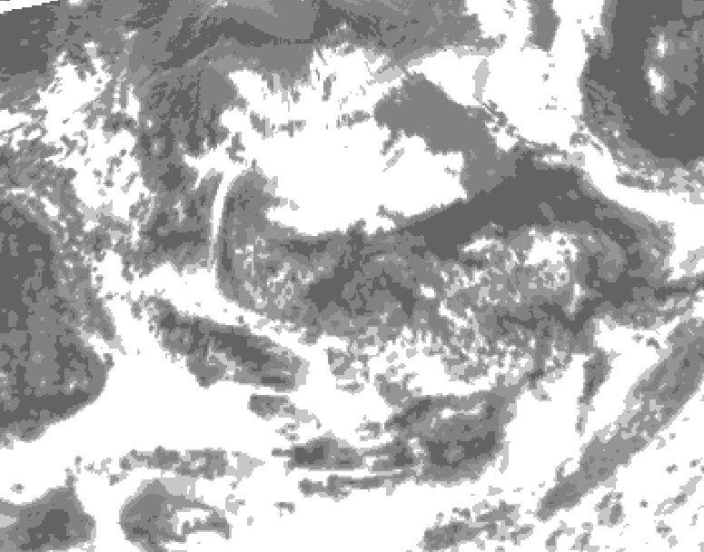 GDPS total cloud 102 hour forecast chart for Canada based on 2026/08/07 1200Z data