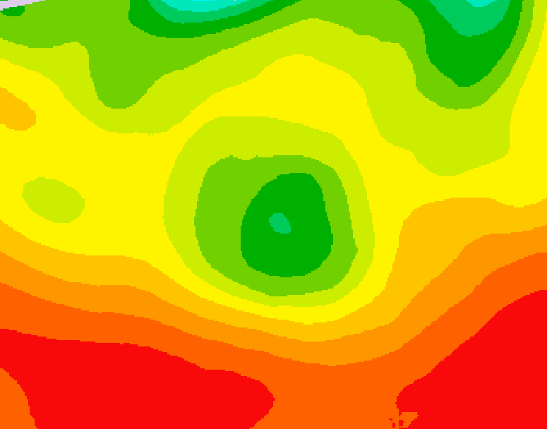 GDPS 500 millibar geopotential height 006 hour forecast chart for Canada based on 2026/08/08 1200Z data