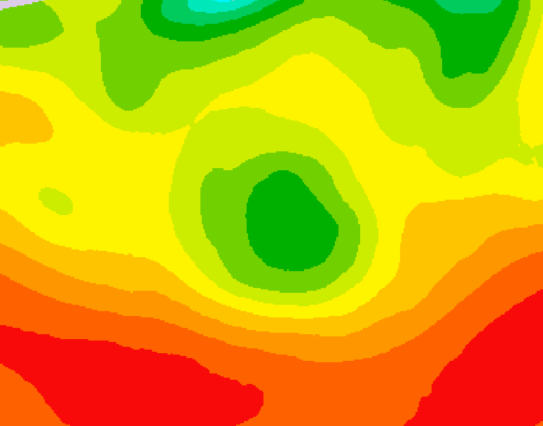 GDPS 500 millibar geopotential height 012 hour forecast chart for Canada based on 2026/08/08 1200Z data