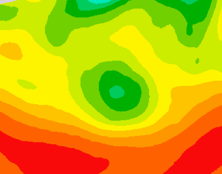 GDPS 500 millibar geopotential height 018 hour forecast chart for Canada based on 2026/08/08 1200Z data