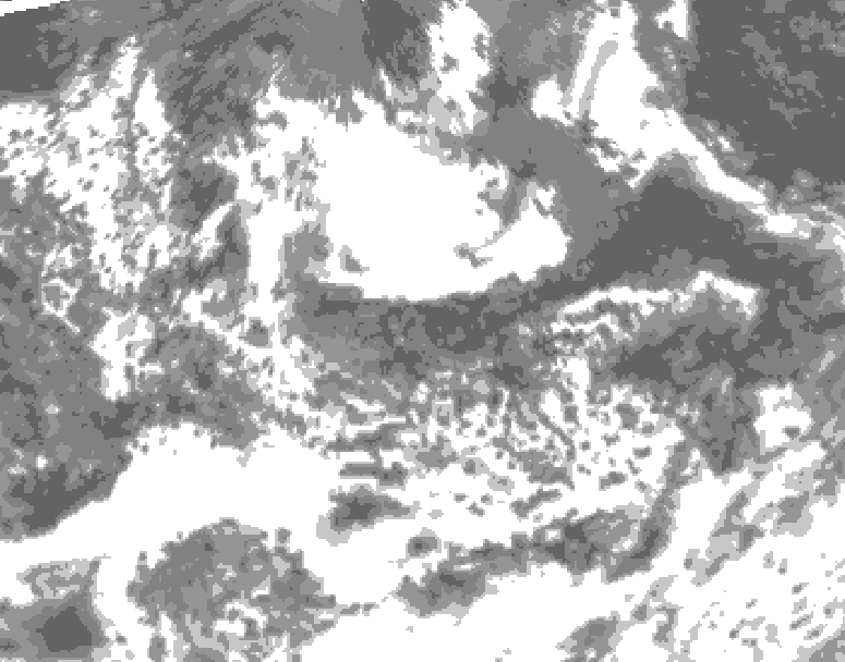 GDPS total cloud 096 hour forecast chart for Canada based on 2026/08/08 0000Z data
