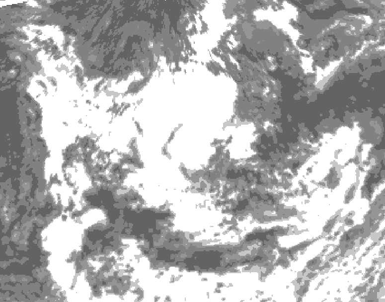 GDPS total cloud 126 hour forecast chart for Canada based on 2026/08/08 1200Z data