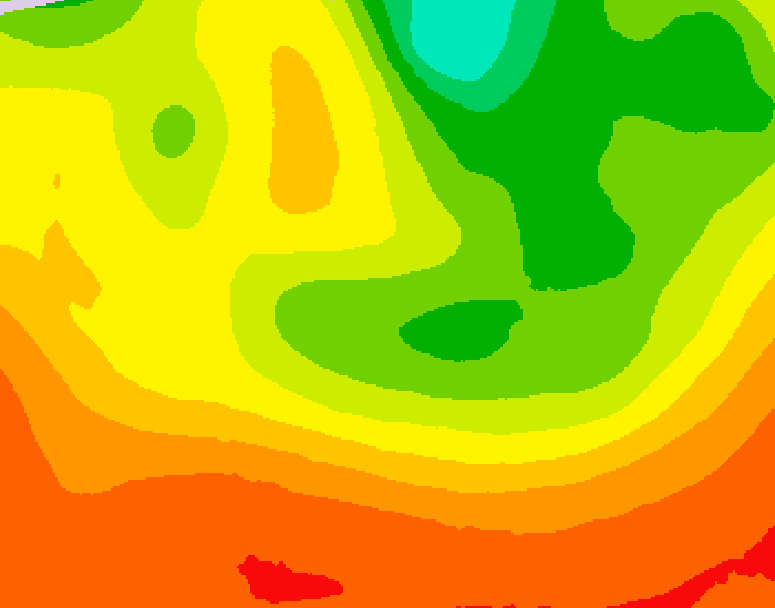 GDPS 500 millibar geopotential height 036 hour forecast chart for Canada based on 2026/08/10 1200Z data