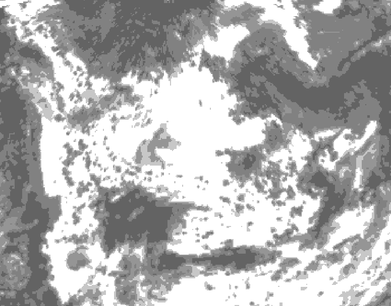 GDPS total cloud 102 hour forecast chart for Canada based on 2026/08/10 0000Z data
