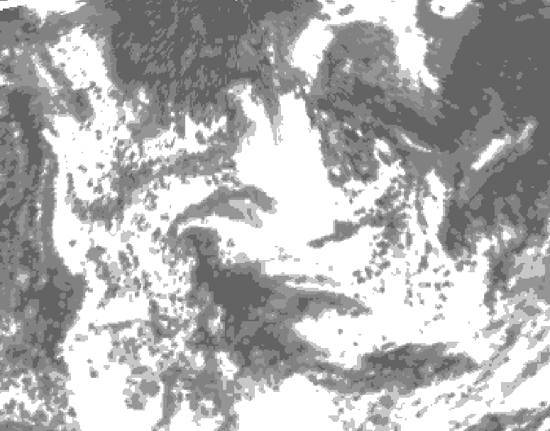 GDPS total cloud 120 hour forecast chart for Canada based on 2026/08/10 0000Z data