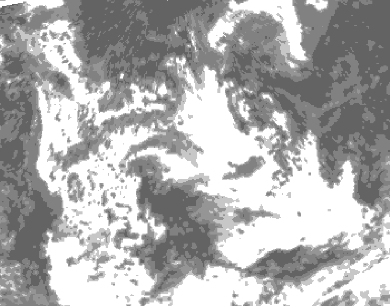GDPS total cloud 126 hour forecast chart for Canada based on 2026/08/10 0000Z data