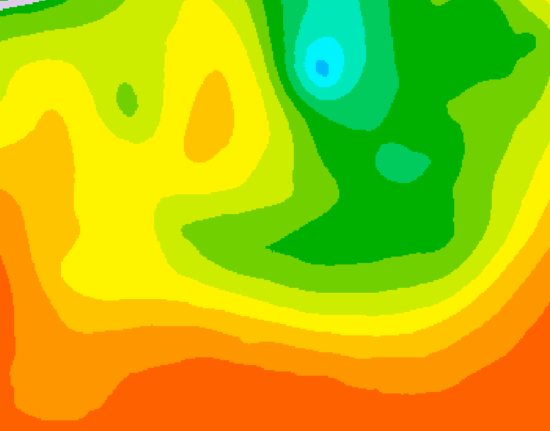 GDPS 500 millibar geopotential height 036 hour forecast chart for Canada based on 2026/08/11 0000Z data