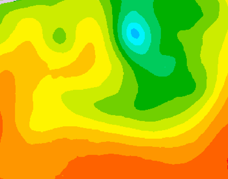 GDPS 500 millibar geopotential height 036 hour forecast chart for Canada based on 2026/08/11 1200Z data