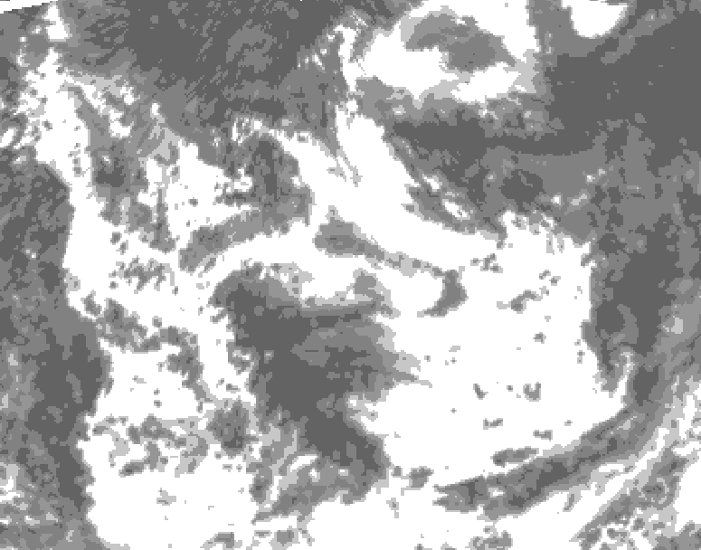 GDPS total cloud 102 hour forecast chart for Canada based on 2026/08/11 0000Z data