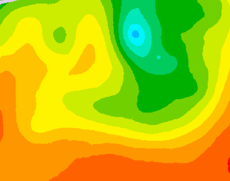 GDPS 500 millibar geopotential height 024 hour forecast chart for Canada based on 2026/08/12 0000Z data