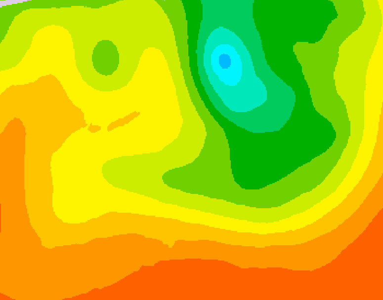 GDPS 500 millibar geopotential height 030 hour forecast chart for Canada based on 2026/08/12 0000Z data