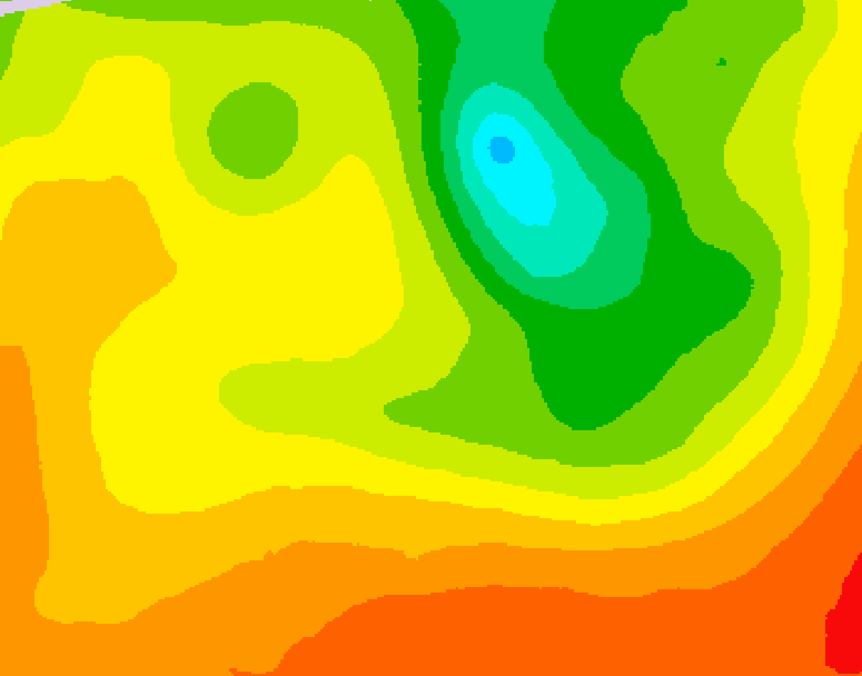 GDPS 500 millibar geopotential height 036 hour forecast chart for Canada based on 2026/08/12 0000Z data
