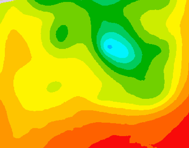 GDPS 500 millibar geopotential height 054 hour forecast chart for Canada based on 2026/08/12 0000Z data