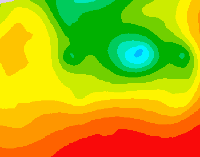 GDPS 500 millibar geopotential height 090 hour forecast chart for Canada based on 2026/08/12 0000Z data