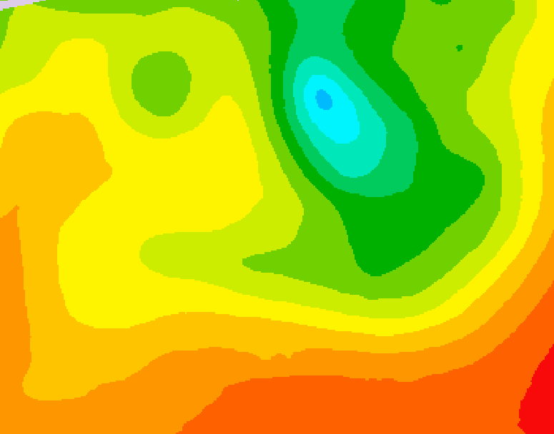 GDPS 500 millibar geopotential height 024 hour forecast chart for Canada based on 2026/08/12 1200Z data