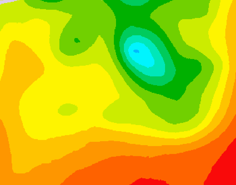 GDPS 500 millibar geopotential height 036 hour forecast chart for Canada based on 2026/08/12 1200Z data
