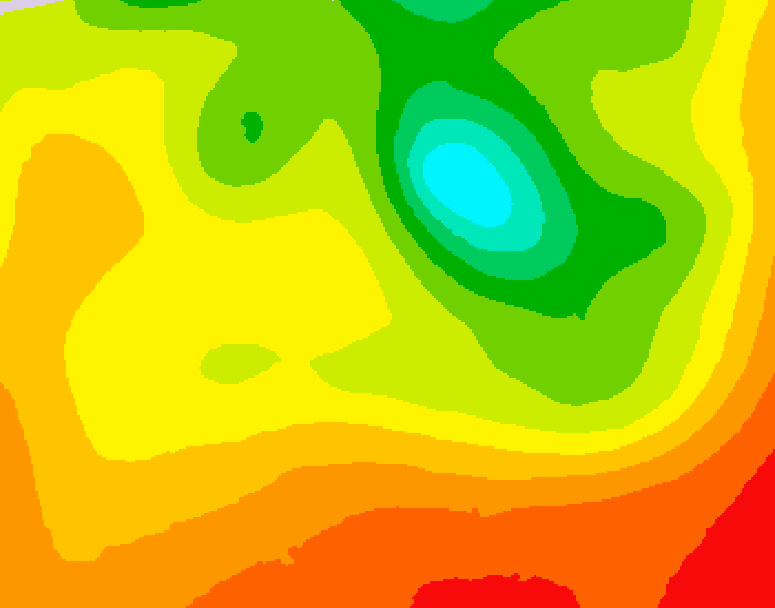 GDPS 500 millibar geopotential height 024 hour forecast chart for Canada based on 2026/08/13 0000Z data