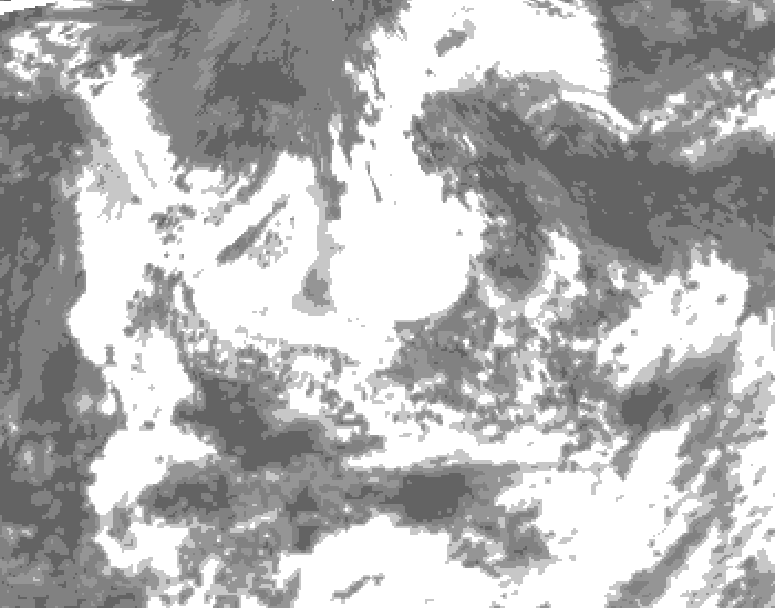 GDPS total cloud 018 hour forecast chart for Canada based on 2026/08/13 0000Z data