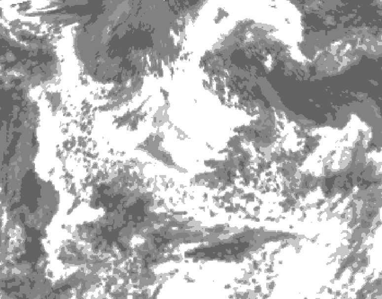 GDPS total cloud 012 hour forecast chart for Canada based on 2026/08/13 1200Z data