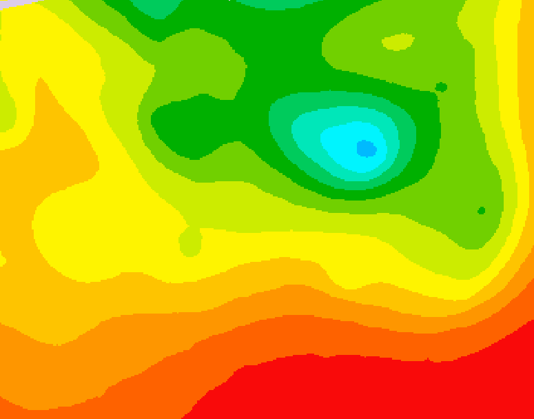 GDPS 500 millibar geopotential height 030 hour forecast chart for Canada based on 2026/08/14 0000Z data