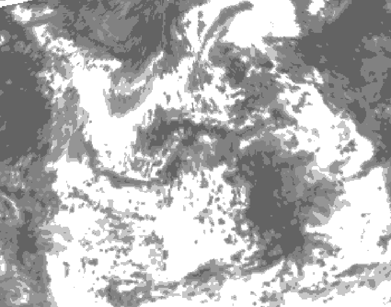 GDPS total cloud 024 hour forecast chart for Canada based on 2026/08/16 0000Z data