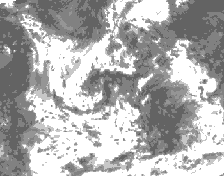 GDPS total cloud 030 hour forecast chart for Canada based on 2026/08/16 0000Z data