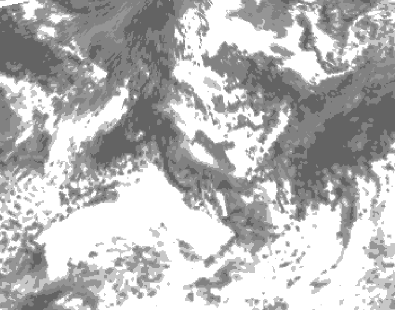 GDPS total cloud 240 hour forecast chart for Canada based on 2026/08/16 0000Z data