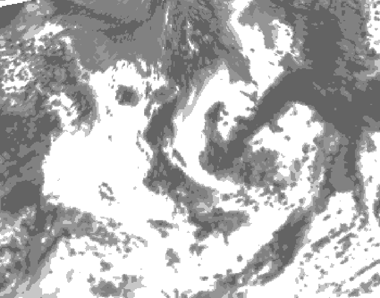 GDPS total cloud 102 hour forecast chart for Canada based on 2026/08/17 0000Z data