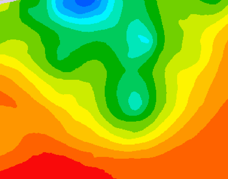 GDPS 500 millibar geopotential height 030 hour forecast chart for Canada based on 2026/08/18 0000Z data
