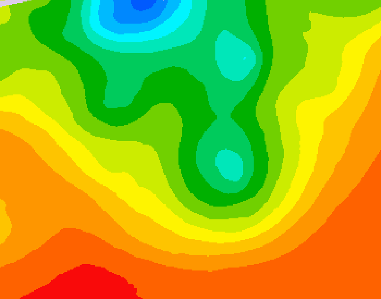 GDPS 500 millibar geopotential height 036 hour forecast chart for Canada based on 2026/08/18 0000Z data