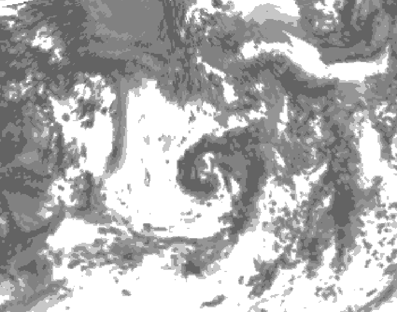 GDPS total cloud 012 hour forecast chart for Canada based on 2026/08/18 0000Z data