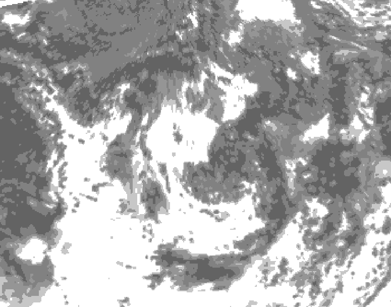 GDPS total cloud 036 hour forecast chart for Canada based on 2026/08/18 0000Z data