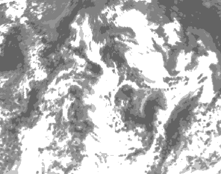GDPS total cloud 120 hour forecast chart for Canada based on 2026/08/18 0000Z data