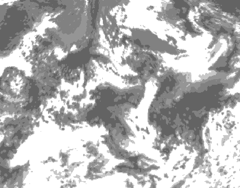 GDPS total cloud 150 hour forecast chart for Canada based on 2026/08/18 0000Z data