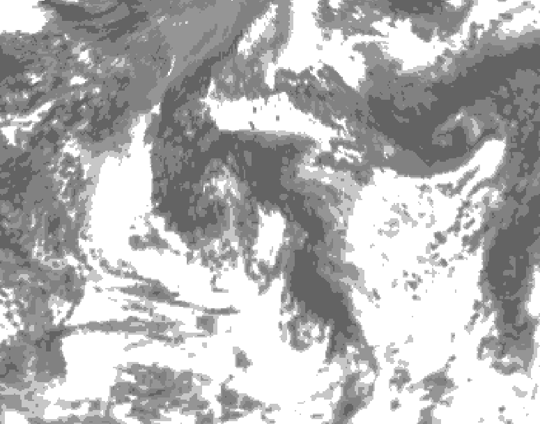 GDPS total cloud 222 hour forecast chart for Canada based on 2026/08/18 1200Z data