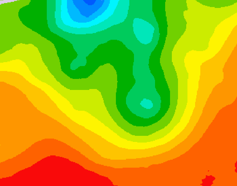GDPS 500 millibar geopotential height 018 hour forecast chart for Canada based on 2026/08/19 0000Z data