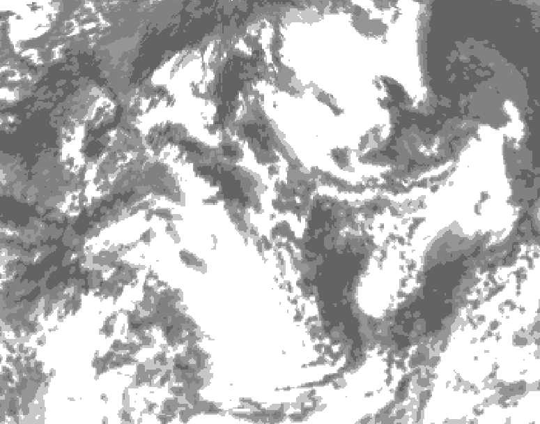 GDPS total cloud 096 hour forecast chart for Canada based on 2026/08/19 0000Z data