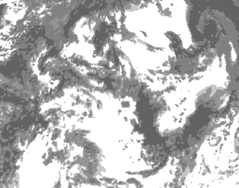 GDPS total cloud 102 hour forecast chart for Canada based on 2026/08/19 0000Z data