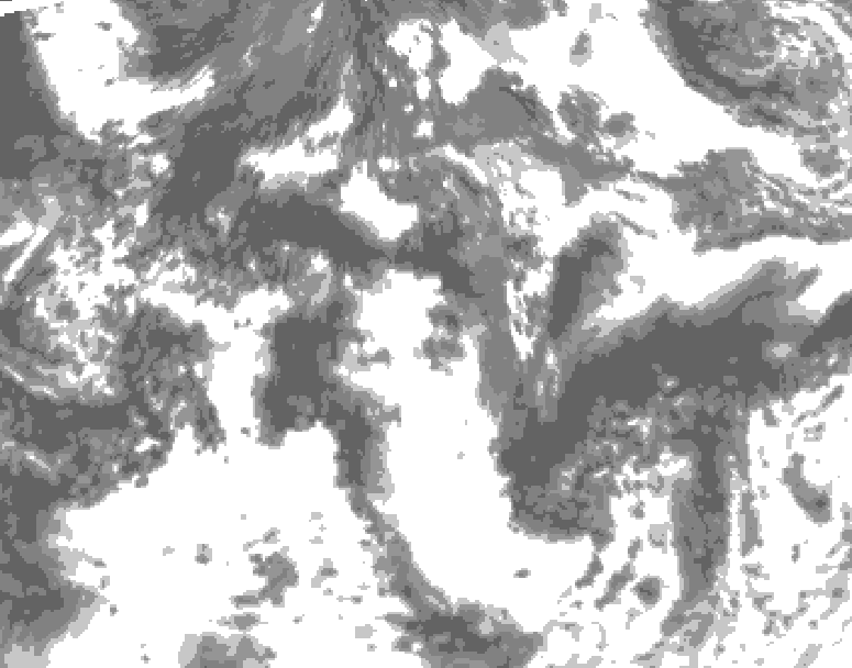 GDPS total cloud 132 hour forecast chart for Canada based on 2026/08/19 0000Z data