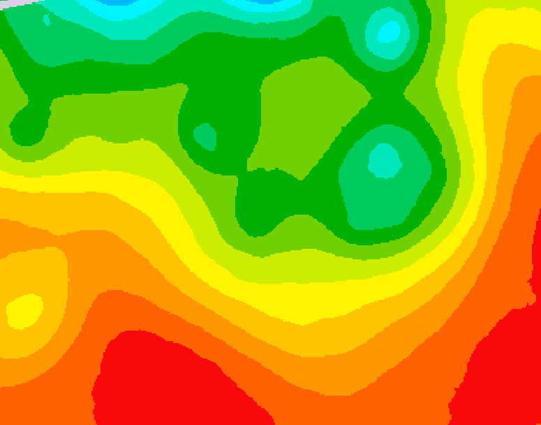 GDPS 500 millibar geopotential height 036 hour forecast chart for Canada based on 2026/08/20 0000Z data
