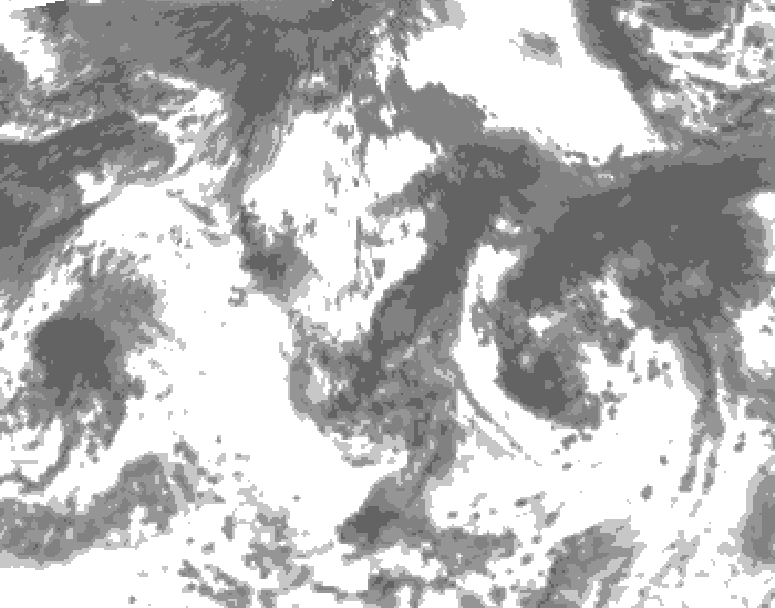 GDPS total cloud 120 hour forecast chart for Canada based on 2026/08/21 0000Z data