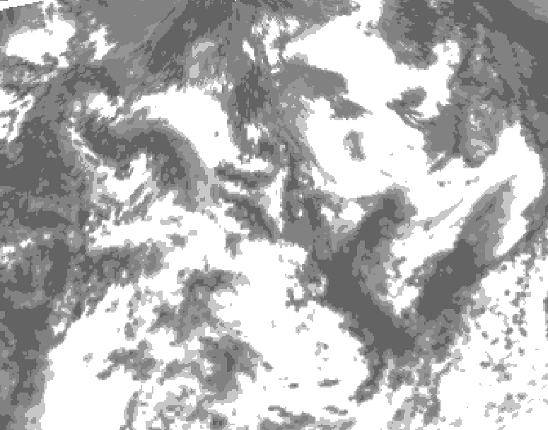 GDPS total cloud 018 hour forecast chart for Canada based on 2026/08/22 1200Z data