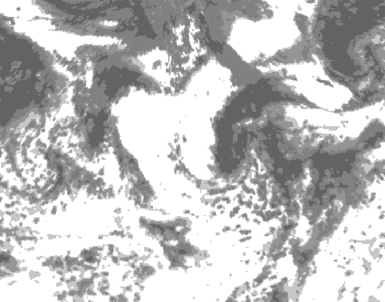 GDPS total cloud 156 hour forecast chart for Canada based on 2026/08/22 1200Z data