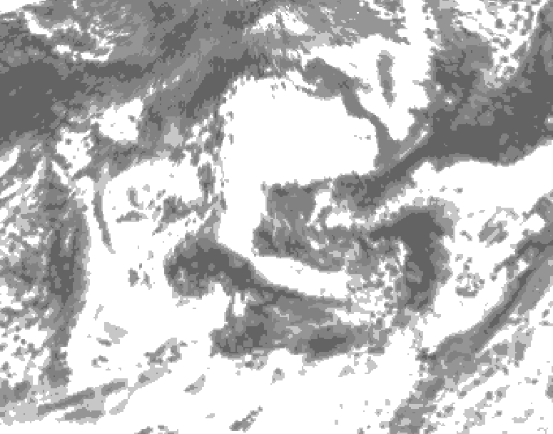 GDPS total cloud 222 hour forecast chart for Canada based on 2026/08/22 1200Z data