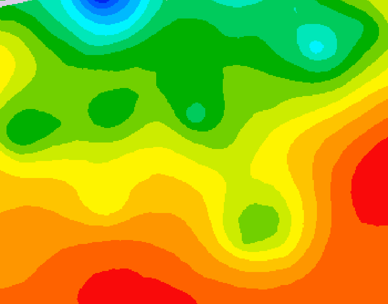 GDPS 500 millibar geopotential height 012 hour forecast chart for Canada based on 2026/08/23 1200Z data