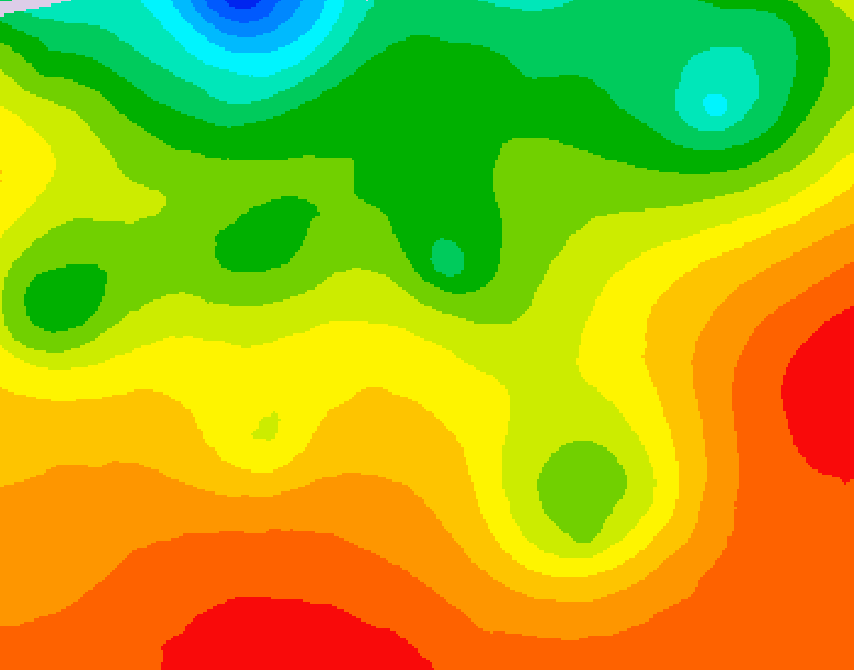 GDPS 500 millibar geopotential height 018 hour forecast chart for Canada based on 2026/08/23 1200Z data