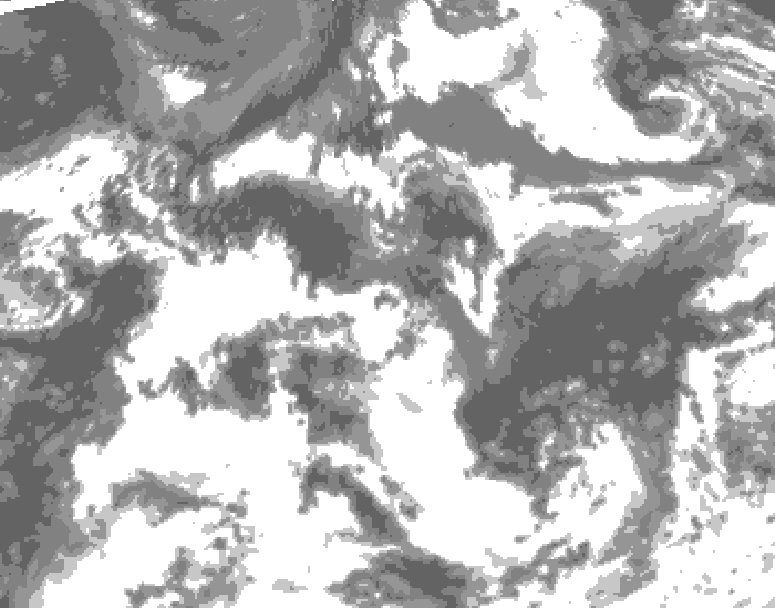 GDPS total cloud 036 hour forecast chart for Canada based on 2026/08/23 0000Z data