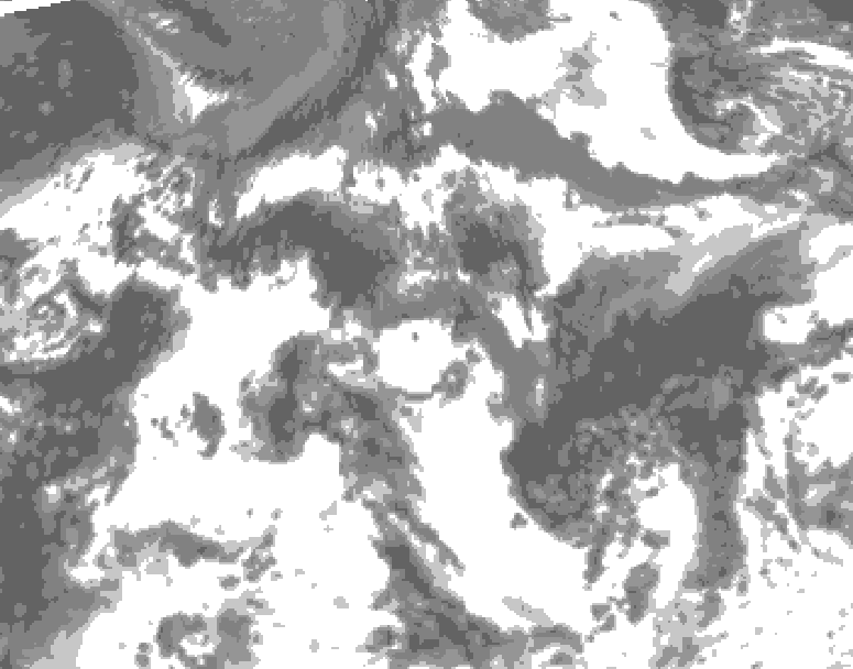 GDPS total cloud 024 hour forecast chart for Canada based on 2026/08/23 1200Z data