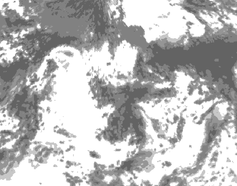 GDPS total cloud 072 hour forecast chart for Canada based on 2026/08/23 1200Z data